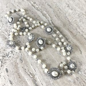 PREMIER DESIGNS Long Pearl Necklace with Rhinestone Accents